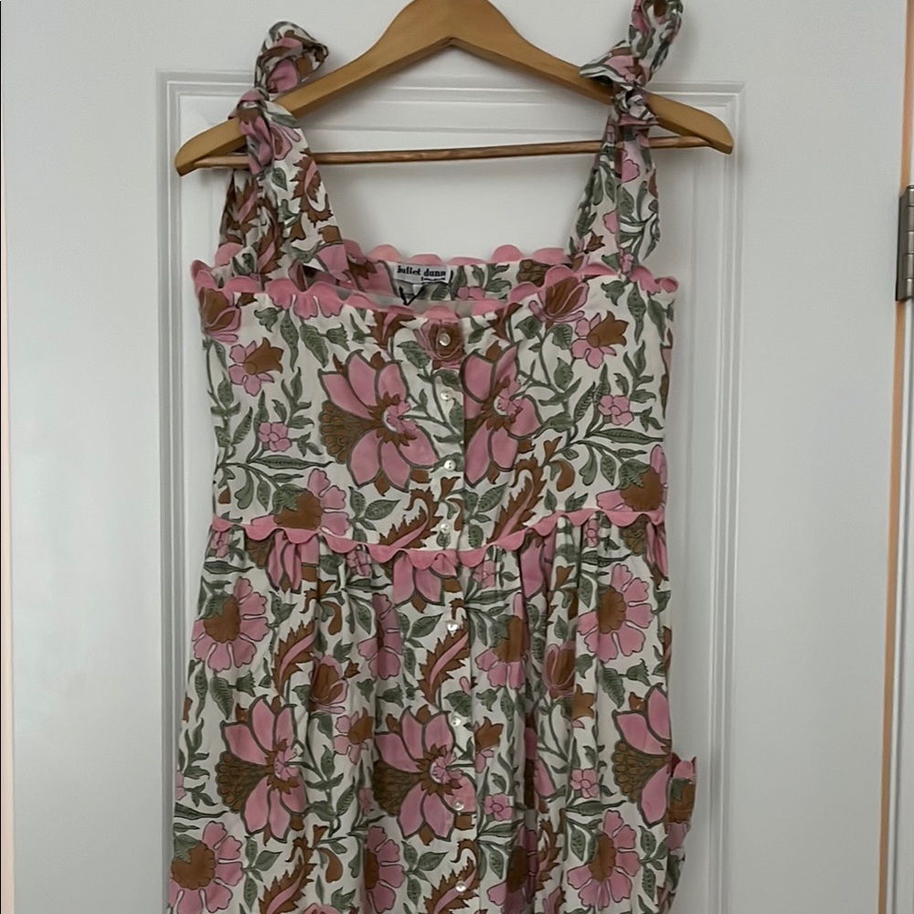 Juliet Dunn Pink and Green Floral Maxi Dress